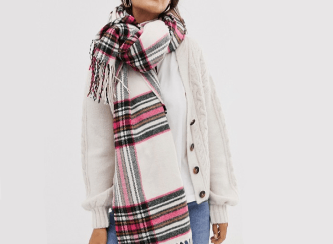 cardigan plaid scarf