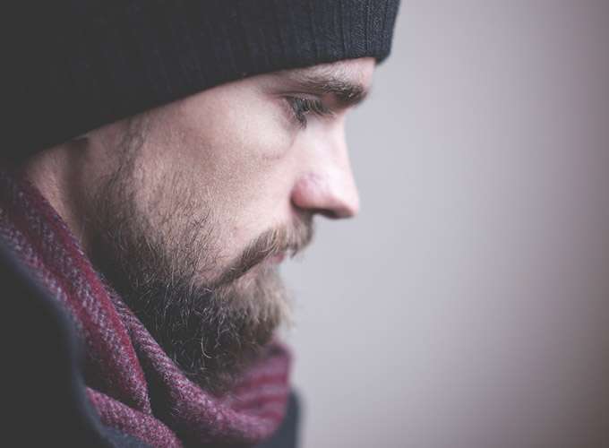 man with beard scarf