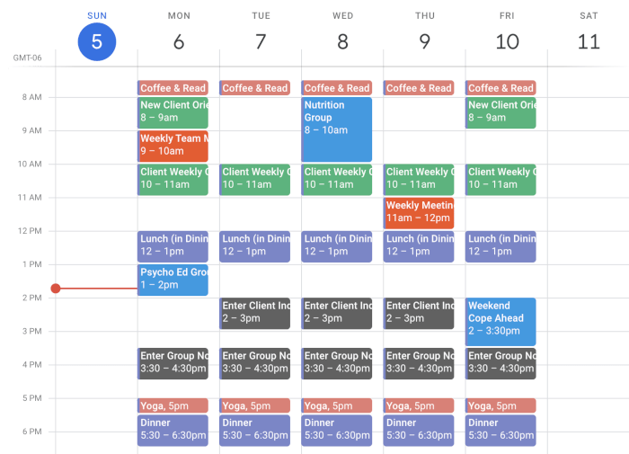 Time Blocking Example Planned Out