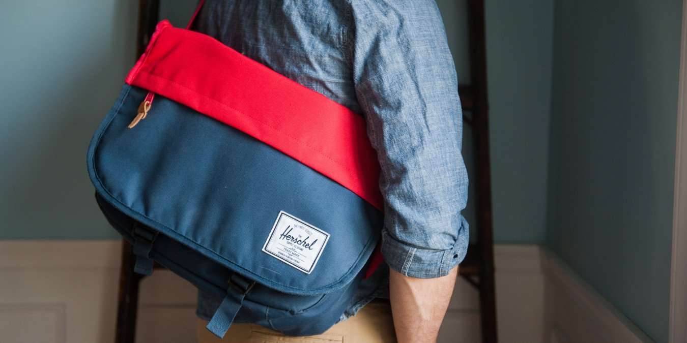 Man Wearing Stylish Messenger Bag